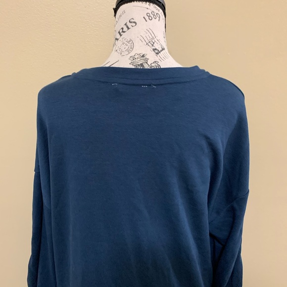 Lush Blue Ruched Drawstring Long Sleeve Mini Dress Size Large - Picture 8 of 11